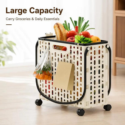 Foldable practical shopping cart with wheels - foldable shopping cart with wheels for pushing