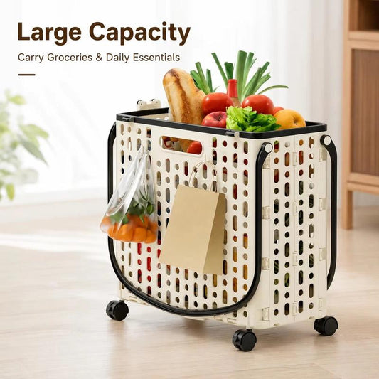 Foldable practical shopping cart with wheels - foldable shopping cart with wheels for pushing