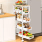 🔥Slim 5‑Tier Rolling Utility Cart with Lockable Wheels & Wooden Top, Narrow Gap Storage Organizer for Bathroom, Laundry Room & Small Kitchen