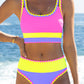 🏖️Vacation Sale 56% OFF💃Color Contrast Patchwork Nylon Sporty 3 Piece Bikini Sets