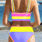 🏖️Vacation Sale 56% OFF💃Color Contrast Patchwork Nylon Sporty 3 Piece Bikini Sets