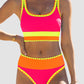 🏖️Vacation Sale 56% OFF💃Color Contrast Patchwork Nylon Sporty 3 Piece Bikini Sets