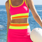 🏖️Vacation Sale 56% OFF💃Color Contrast Patchwork Nylon Sporty 3 Piece Bikini Sets