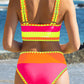 🏖️Vacation Sale 56% OFF💃Color Contrast Patchwork Nylon Sporty 3 Piece Bikini Sets