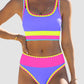 🏖️Vacation Sale 56% OFF💃Color Contrast Patchwork Nylon Sporty 3 Piece Bikini Sets