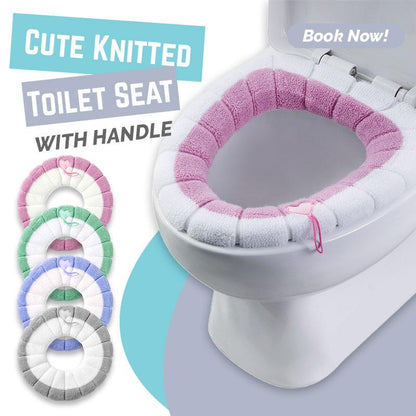 ⏳🔥LIMITED-TIME 50% OFF! ⏰ ✨ Cozy Knitted Toilet Seat Cover with Hygienic Lift Handle – Soft Warm Bathroom Cushion, Breathable Stretch Fit, Easy Install & Washable