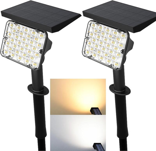 📢📢50 %  OFF⏰64-LED Solar Spotlights 2-Pack – IP65 2-in-1 with 4 Modes