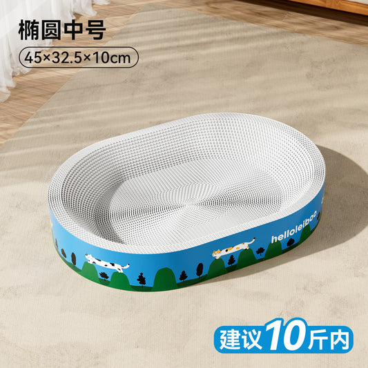 🔥Large Cat Scratch Pad & Bed - Abrasion Resistant, Chew Resistant, Odorless Cardboard, No Paper Scraps, High Weight Capacity for Heavy Cats, Rainforest-Themed Pet Scratching Pad Furniture