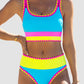 🏖️Vacation Sale 56% OFF💃Color Contrast Patchwork Nylon Sporty 3 Piece Bikini Sets