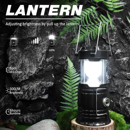 🔥🔥LAST DAY SALE 50% OFF !!📢 ⛺️Solar Camping Lantern- Rechargeable LED Lights, Magnetic Base & Foldable Hanging Hook- Collapsible Lamp Battery Powered ✨