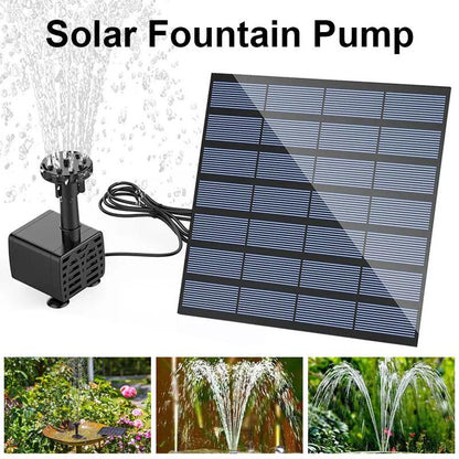 Solar Fountain Pump for Garden, Solar Water Fountain with Separate Solar Panel, 1.8 W Solar Fountain Kit with 8 Nozzles for Bird Bath, Pond, Patio, Garden Decor and Outdoor Water Features