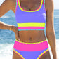 🏖️Vacation Sale 56% OFF💃Color Contrast Patchwork Nylon Sporty 3 Piece Bikini Sets