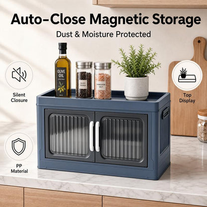🔥Classic Rectangular 1-Piece Home Supply Single-Layer Stackable Visible Storage Organizer - No Assembly Required, Mobile Rolling Wheels, Multifunctional Cabinet for Toys - Space-Saving for College Dorm Essentials
