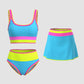 🏖️Vacation Sale 56% OFF💃Color Contrast Patchwork Nylon Sporty 3 Piece Bikini Sets