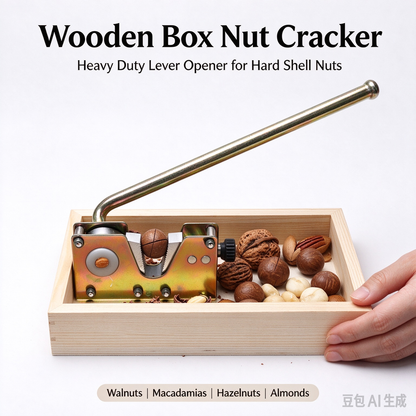 🔥Wooden Box Nut Cracker – Heavy Duty Lever Opener for Walnuts, Macadamias, Hazelnuts & Almonds