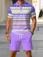 🔥Men's Polo Shirt Short Sleeve Casual Set, Summer Beach Fashion Sport Wear, Plaid Pattern, Slim-Fitting, Above the Knee