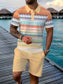 🔥Men's Polo Shirt Short Sleeve Casual Set, Summer Beach Fashion Sport Wear, Plaid Pattern, Slim-Fitting, Above the Knee