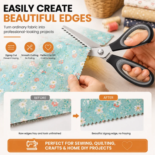 🥳2026 HOT SALE🥳💞50K+ SOLD! ✂️🧵 50% OFF! DIY Serrated Sewing Scissors – Ultra-sharp stainless steel, cuts cleanly to the tip. Ideal for fabric, leather & paper – perfect zigzag edges every time! 🎨✅