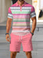 🔥Men's Polo Shirt Short Sleeve Casual Set, Summer Beach Fashion Sport Wear, Plaid Pattern, Slim-Fitting, Above the Knee