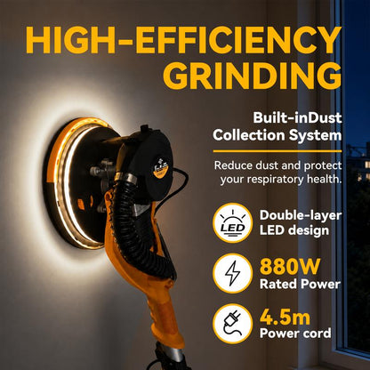 📢📢50% OFF !! ⏰（Free Shipping）Drywall Sander 880W Electric Wall Sander with Dust Collection System, LED Light, Extendable Handle, Sanding Machine for Walls & Ceilings