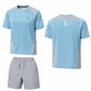 Men's Activewear Pro-Series Gym Set with Contrast Mesh Panels Shorts T-Shirt - Moisture-Wicking Fabric & Reflective Accents