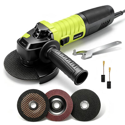 ⚡ SEESE 5‑Inch 8‑Amp Angle Grinder – 6‑Speed Variable, 11000 RPM 🛠️ 🔧 Includes Cutting Wheels, Flap Disc & Auxiliary Handle 💪 Perfect for Cutting, Grinding, Polishing & Rust Removal