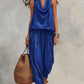 🏆LAST DAY SALE 50% OFF🔥Elegant Aesthetic Women's Two-Piece Set Outfit, Sleeveless Backless Top with Pleated Neckline, Casual Pants, New Arrival Fashion Wear