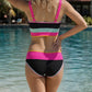 🏖️Vacation Sale 56% OFF💃Color Contrast Patchwork Nylon Sporty 3 Piece Bikini Sets