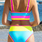🏖️Vacation Sale 56% OFF💃Color Contrast Patchwork Nylon Sporty 3 Piece Bikini Sets
