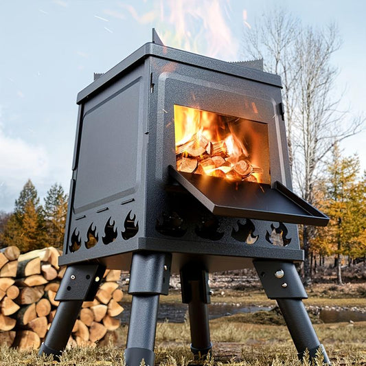 🔥SPRING HOT SALE🔥Portable Wood Burning Rocket Stove | 16 Vent Holes Efficient Burn | Outdoor Wood Stove | Foldable Camping Cooker