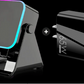 Wireless Induction Speaker 5-in-1 Bluetooth Speaker with Phone Stand,Stereo Sound, 3500mAh Rechargeable, 8 RGB Ambient Light, 360° Adjustable Holder for iPhone/Android/iPad