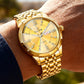 ⏳🔥LIMITED-TIME 50% OFF! Men's Diamond-Studded Crystal Mirror-Finish Gold Steel Strap Watch