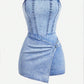🎉 LIMITED TIME 50% OFF! 👗 Plus Size Vintage Light Wash Strapless Denim Dress, Retro Style Women's Comfortable & Stylish Clothing, Casual Wear