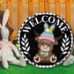 🐇 Easter Sale: 50% Off!!💥 Highland Cow Sign – Interchangeable Welcome Sign with Magnets, Removable Hats, Cute Cattle for Hanging