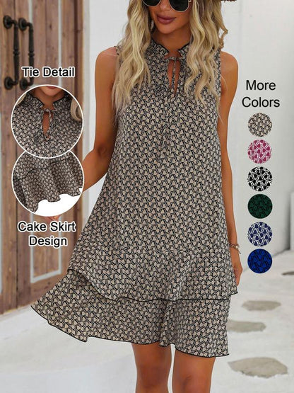 🌸 50% OFF NOW! 🌸 Women's Geometric Print Bow Dress