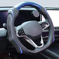 🔥Universal Carbon Fiber Textured Silicone Steering Wheel Cover for Most Cars, Hand-Stitched Napa Artificial Leather Accessory, Breathable Anti-Slip All-Season Auto Interior Modification Decoration with Enhanced Grip modern