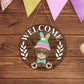 🐇 Easter Sale: 50% Off!!💥 Highland Cow Sign – Interchangeable Welcome Sign with Magnets, Removable Hats, Cute Cattle for Hanging