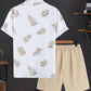 🔥Limited Stock 50% Off!🎉Men's Casual Leaf Print T-Shirt & Shorts Set