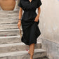 👗🔥 Women's Collared Midi Dress with Drawstring Waist – 50% OFF! Classic collar, adjustable waist, streetwear vibe – effortless style for every day. ✨🌸