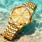 ⏳🔥LIMITED-TIME 50% OFF! Men's Diamond-Studded Crystal Mirror-Finish Gold Steel Strap Watch