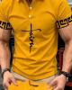 Men's Fashion Streetwear Short Sleeve Polo Shirt, Geometric Print, Fashionable Casual