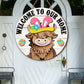 🐇 Easter Sale: 50% Off!!💥 Highland Cow Sign – Interchangeable Welcome Sign with Magnets, Removable Hats, Cute Cattle for Hanging