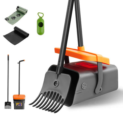 🐾💩 Adjustable Dog Poop Scooper Set – 50% OFF! 117cm long handle, swivel bin & rake, 35 bags included – easy, clean, hands-free. 🔥🏡