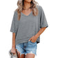 🏖️Summer Cool Deal: ONLY ￡16.99!💃Women's Half Sleeve V-Neck Top with Patchwork Hem