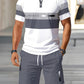 🔥Men's Polo Shirt Short Sleeve Casual Set, Summer Beach Fashion Sport Wear, Plaid Pattern, Slim-Fitting, Above the Knee