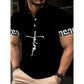 Men's Fashion Streetwear Short Sleeve Polo Shirt, Geometric Print, Fashionable Casual