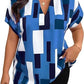💥LAST DAY 49% OFF💥Women's Plus Size Color Block Shirt Blouse Short