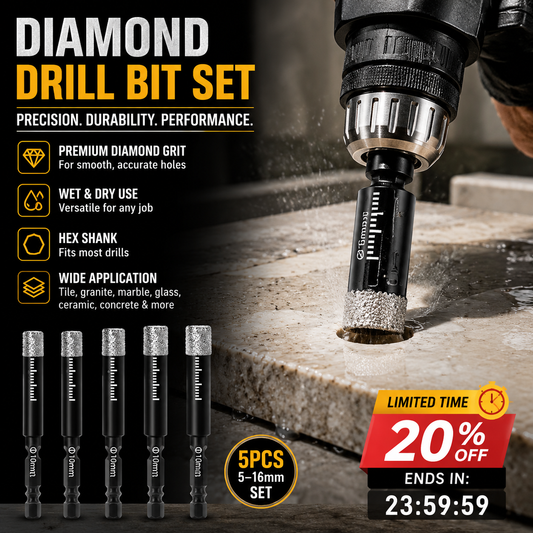 🥳2026 HOT SALE🥳💞50K+ SOLD!🛡️ 50% OFF! Diamond Drill Bits Set – 5‑16mm sizes, hex shank fits most drills. Dry or wet use – smooth, precise holes every time! 💎💪