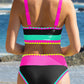 🏖️Vacation Sale 56% OFF💃Color Contrast Patchwork Nylon Sporty 3 Piece Bikini Sets