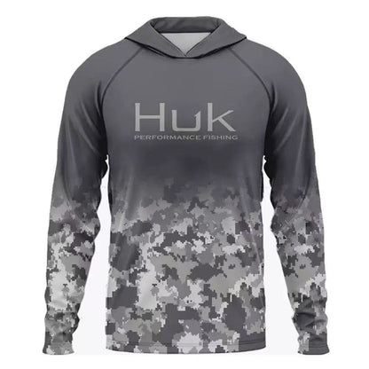 Men's Camouflage Fishing Hoodie - UPF 50 UV Protection, Fast-Drying Polyester, Breathable Men's Professional Sports Top for Water Activities, Fast-Drying Polyester Men's Fishing Tops